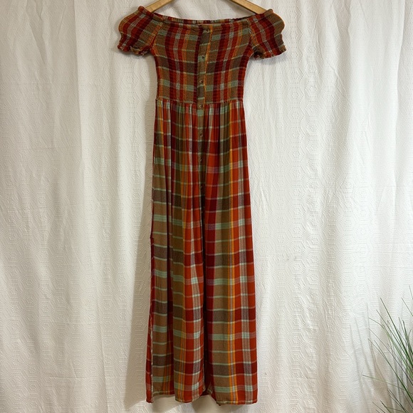UO Urban Outfitters‎ Monica Red Check Midi Dress Size Small EUC - Picture 4 of 12